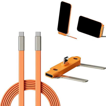 240W Type-C Fast Charging Cable with Built-In Foldable Phone Stand