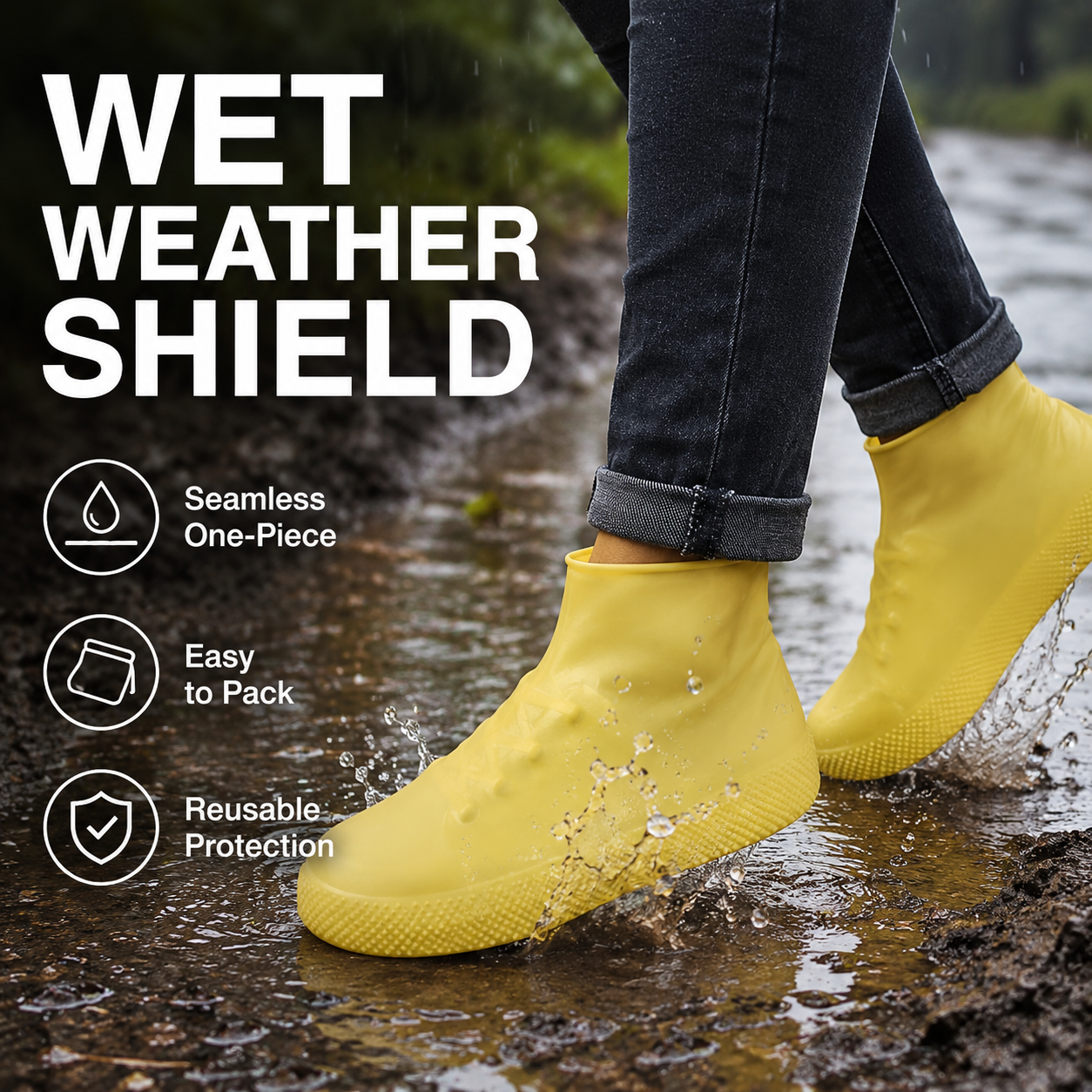 All-Weather Waterproof Silicone Shoe Covers – Anti-Slip, Mudproof & Reusable Protection for Rainy Days