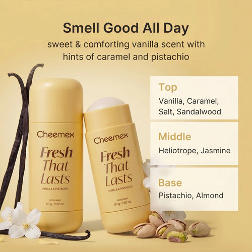 Cheemex Vanilla & Pistachio Deodorant — 24hr Aluminum‑Free Freshness, Brightening & Smooth Underarms
