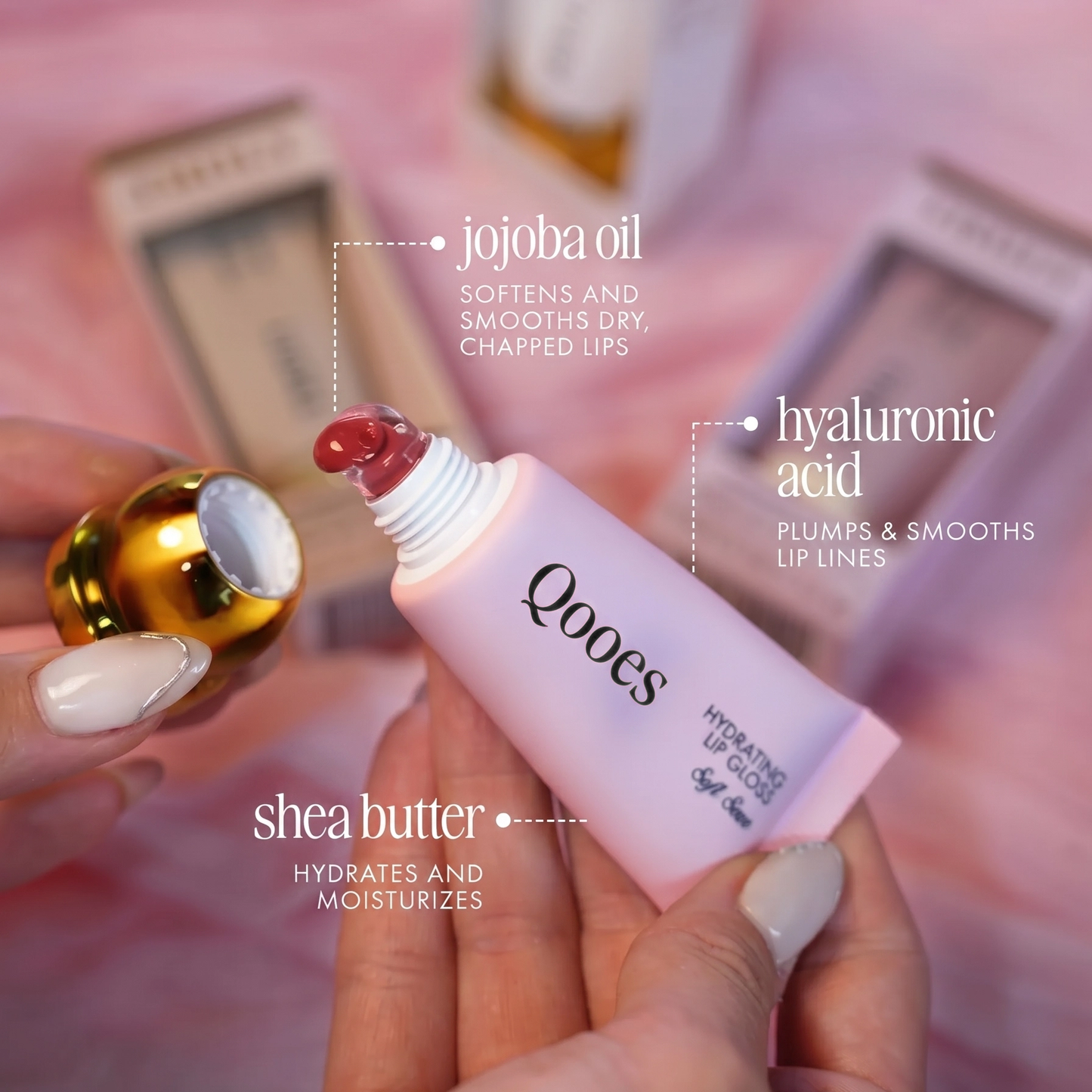 Hydrating Lip Gloss - High Shine & Tinted, Infused with Hyaluronic Acid, Jojoba Oil & Shea Butter