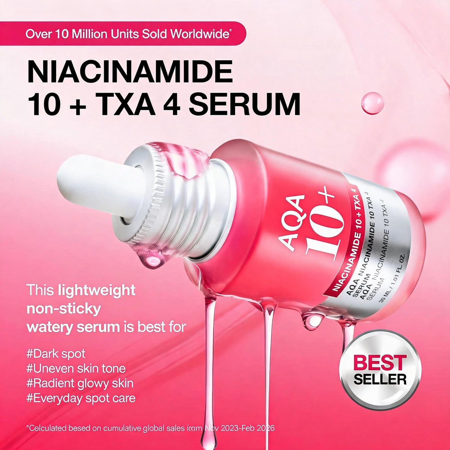 AQA Niacinamide 10 + TXA 4 Serum, All-in-One Daily Facial Serum for Glass Skin, Korean Skincare
