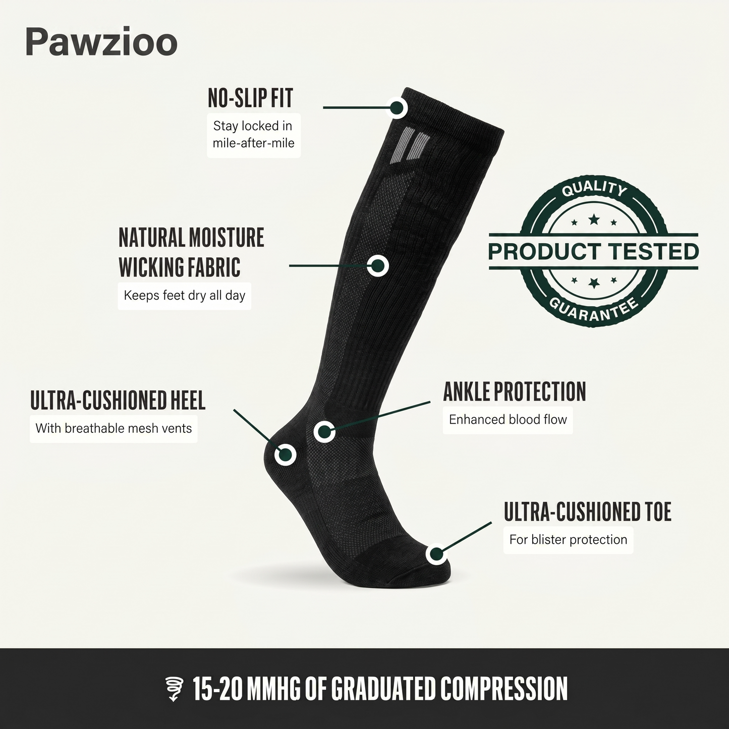 Alpaca compression Socks:  Reduces swelling, no marks, all-day comfort, slides on in seconds