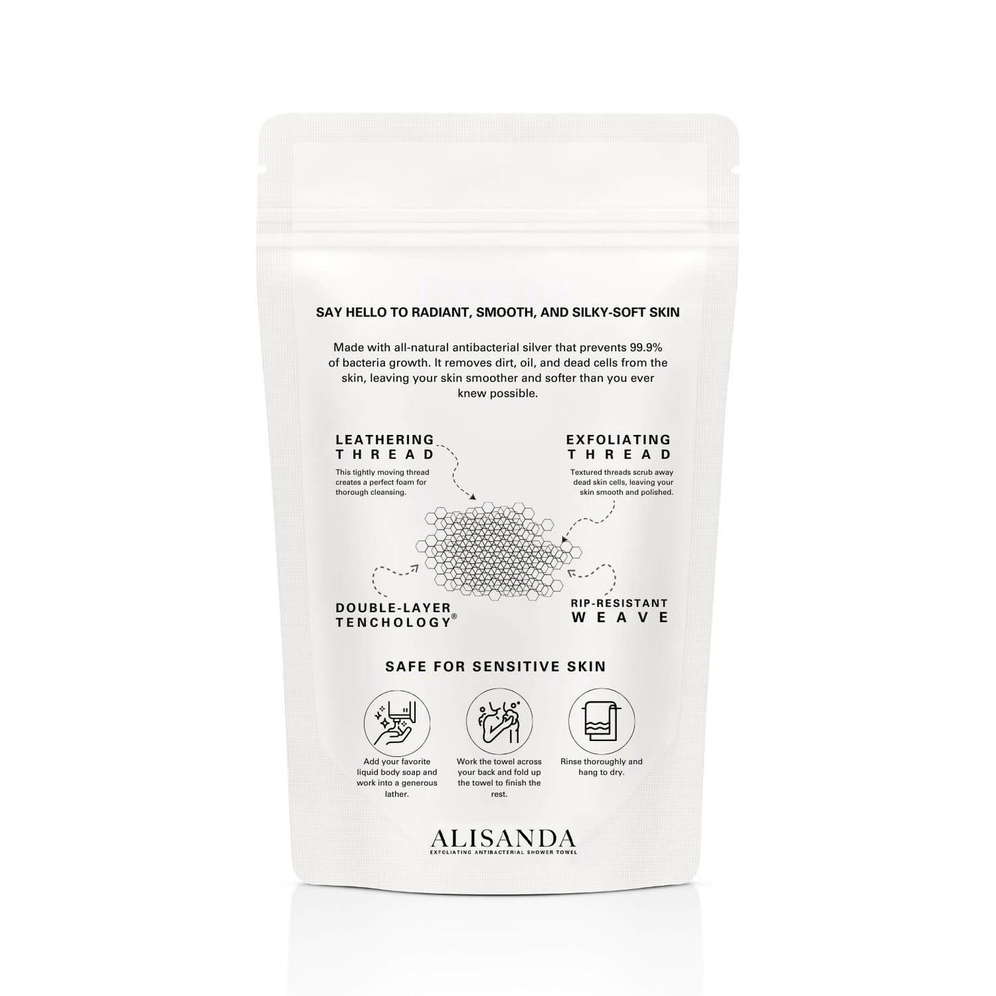 Alisanda Exfoliating Antibacterial Shower Towel