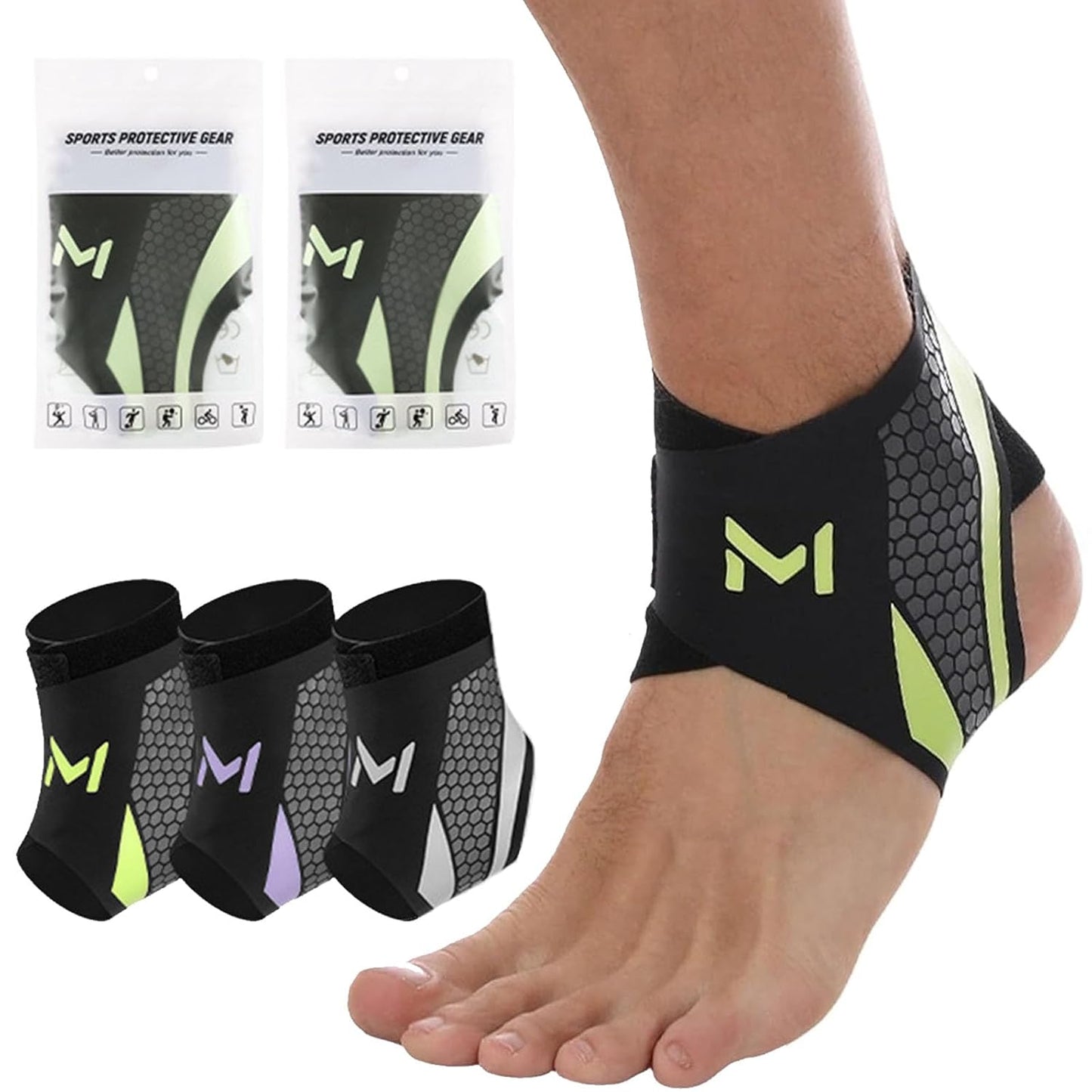 Adjustable Ankle Brace, Lace Up Ankle Stabilizer with Support Straps