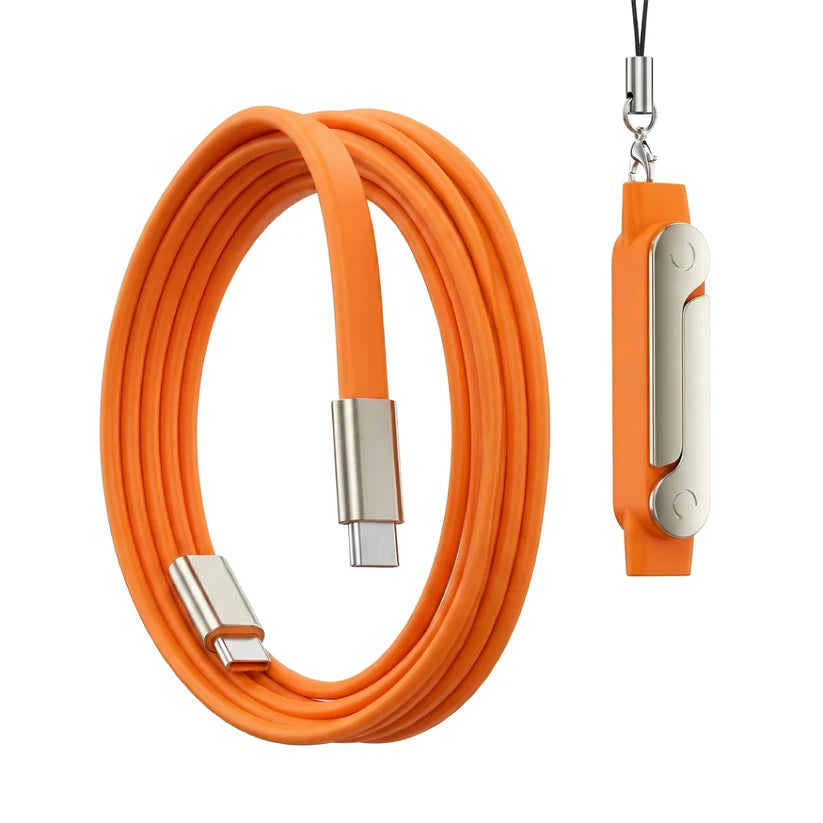 240W Type-C Fast Charging Cable with Built-In Foldable Phone Stand