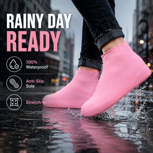 All-Weather Waterproof Silicone Shoe Covers – Anti-Slip, Mudproof & Reusable Protection for Rainy Days