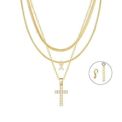 Gold Cross Initial Set