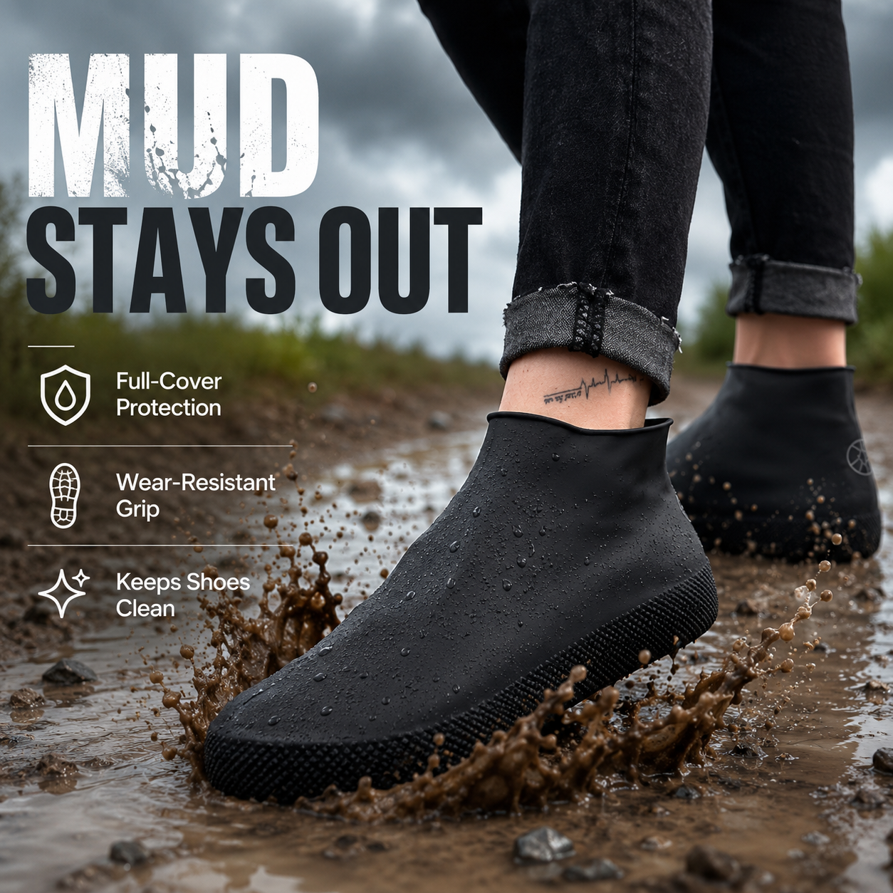 All-Weather Waterproof Silicone Shoe Covers – Anti-Slip, Mudproof & Reusable Protection for Rainy Days