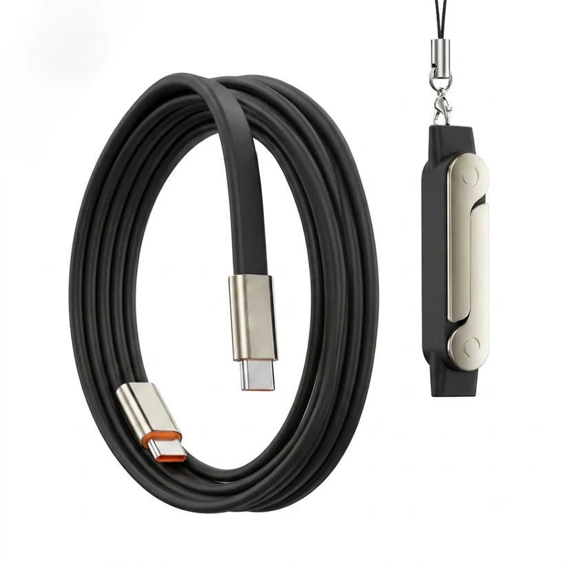240W Type-C Fast Charging Cable with Built-In Foldable Phone Stand