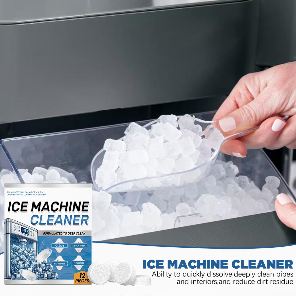 Ice Machine Cleaner & Descaler Tablets – Removes Hard Water Scale, Mineral Buildup & Odor
