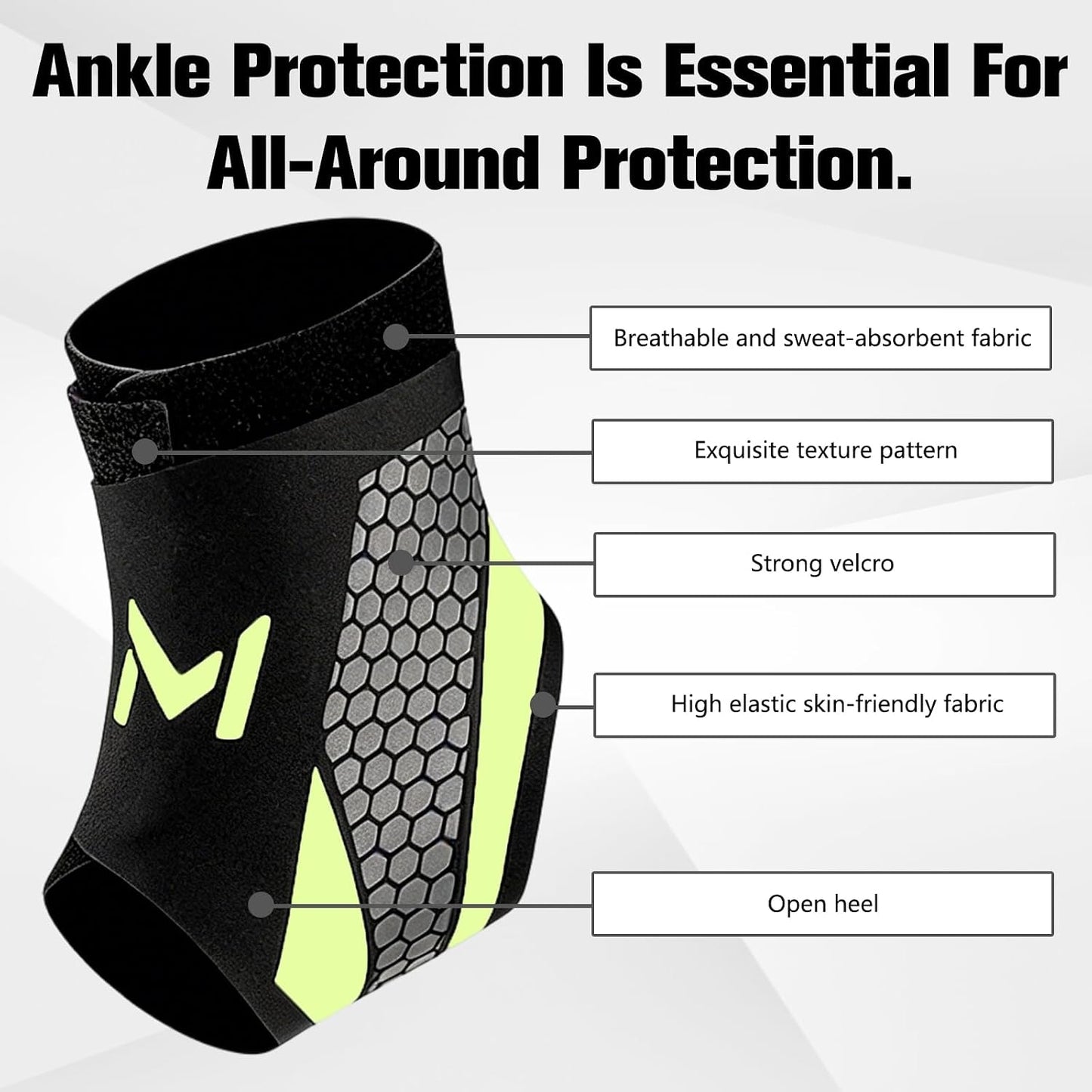 Adjustable Ankle Brace, Lace Up Ankle Stabilizer with Support Straps