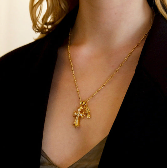 Vivori Double Cross Necklace