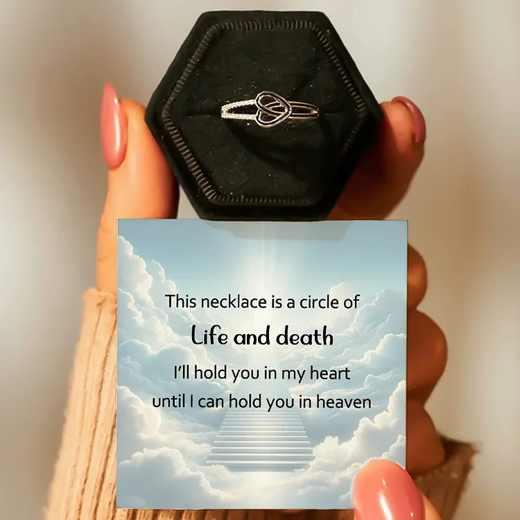 For Memorial - Life & Death Half Black Heart Ring