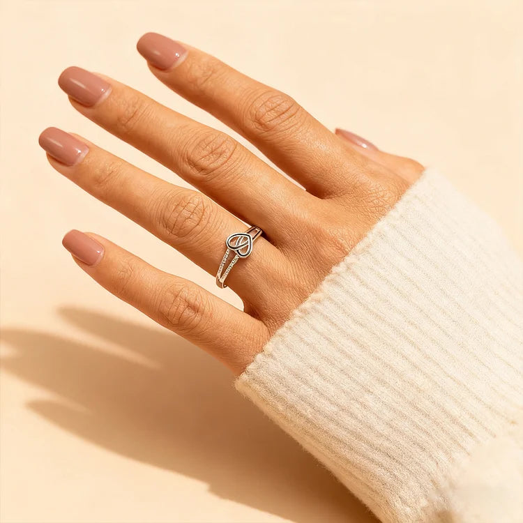 For Memorial - Life & Death Half Black Heart Ring