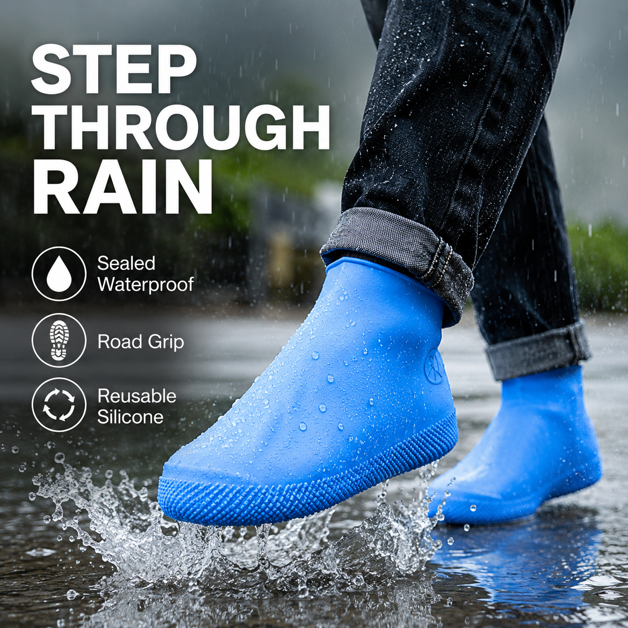 All-Weather Waterproof Silicone Shoe Covers – Anti-Slip, Mudproof & Reusable Protection for Rainy Days