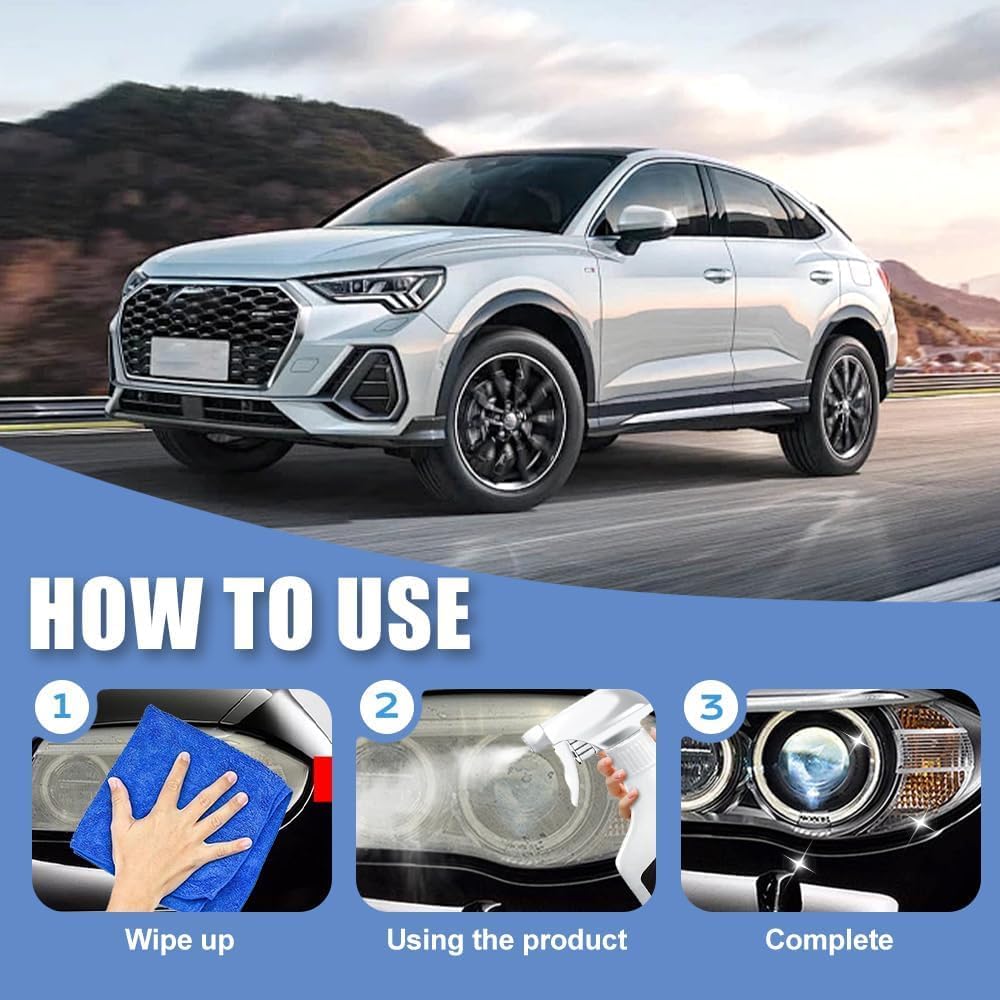 BBOJI Automotive Headlamp Restoration Fluid, oxidized and yellowed automotive headlamps, blurring enhanced crystalline coating refurbisher