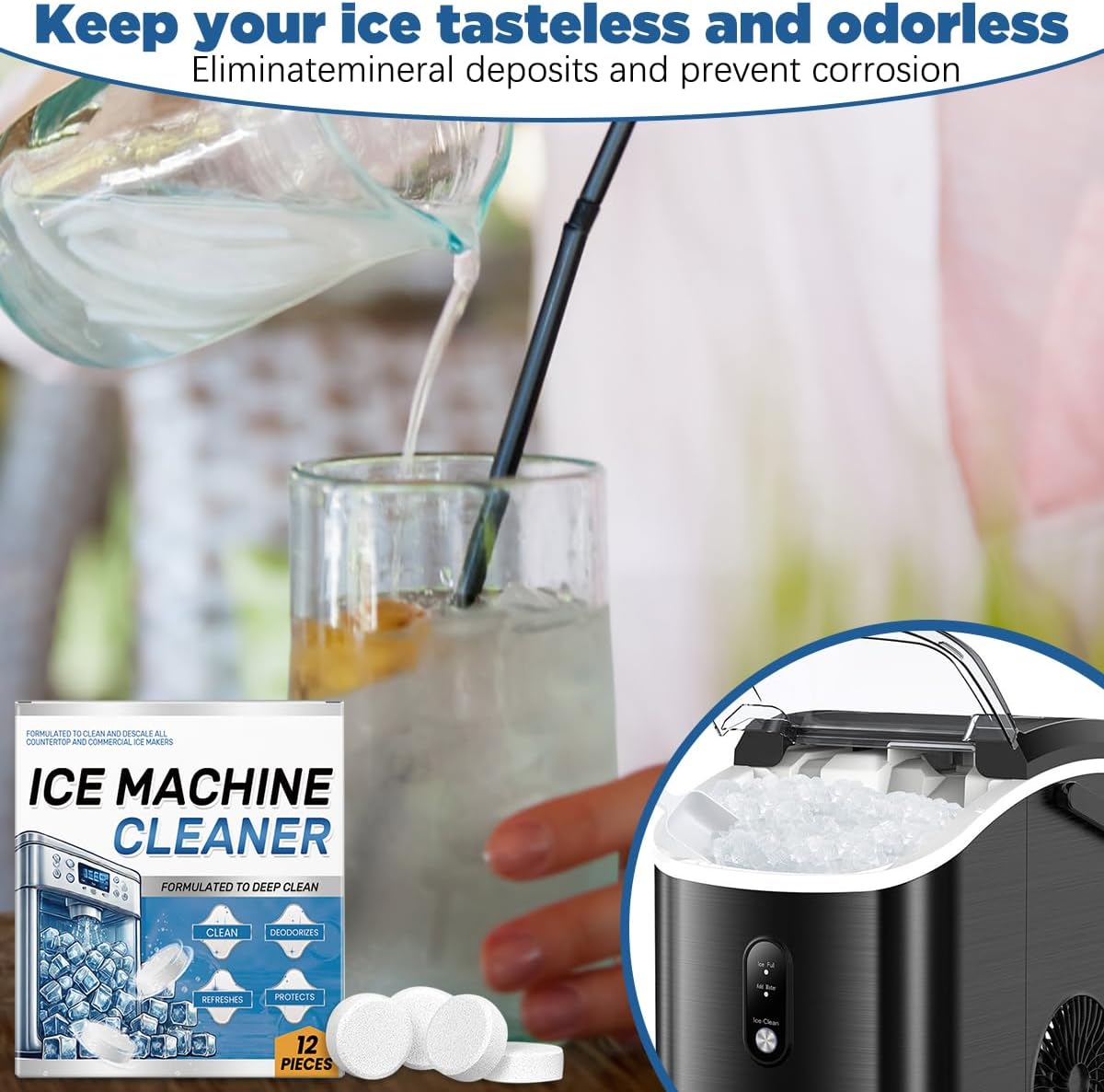 Ice Machine Cleaner & Descaler Tablets – Removes Hard Water Scale, Mineral Buildup & Odor