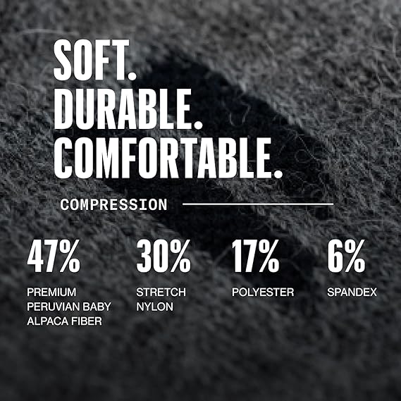Alpaca compression Socks:  Reduces swelling, no marks, all-day comfort, slides on in seconds