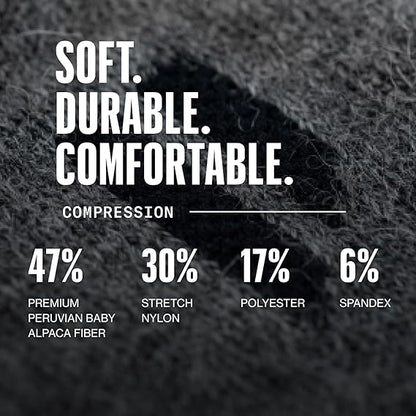 Alpaca compression Socks:  Reduces swelling, no marks, all-day comfort, slides on in seconds