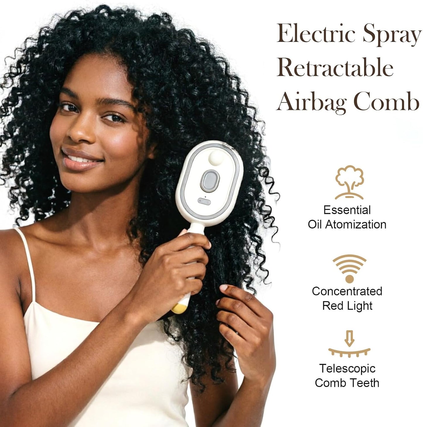 Electric Air Cushion Massage Spray Comb, Self-Cleaning Essential Oil Mist, Anti-Static Volumizing Hairbrush