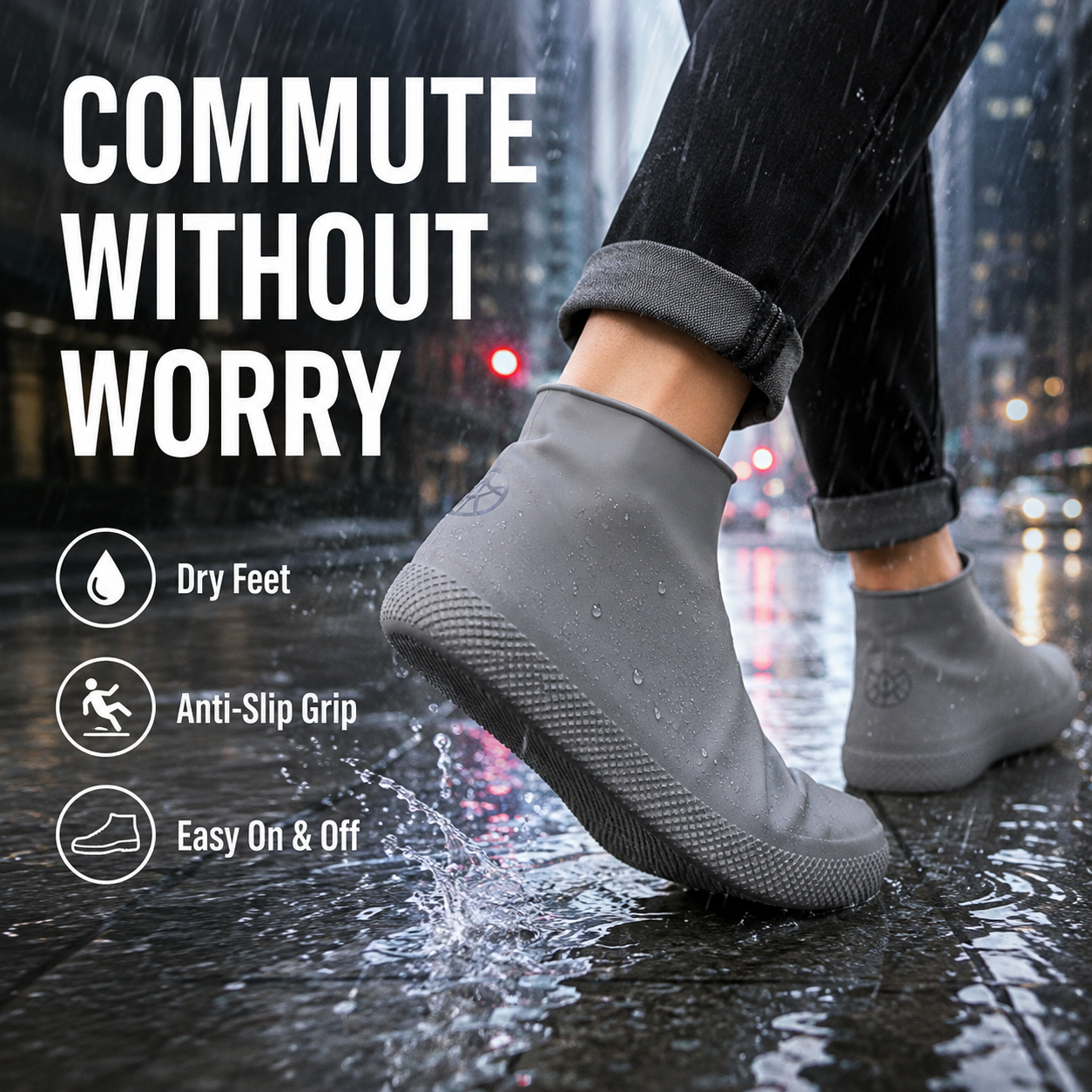 All-Weather Waterproof Silicone Shoe Covers – Anti-Slip, Mudproof & Reusable Protection for Rainy Days