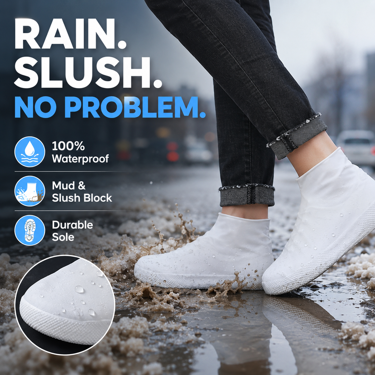 All-Weather Waterproof Silicone Shoe Covers – Anti-Slip, Mudproof & Reusable Protection for Rainy Days