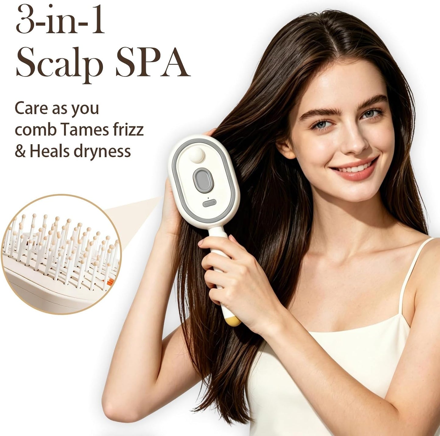 Electric Air Cushion Massage Spray Comb, Self-Cleaning Essential Oil Mist, Anti-Static Volumizing Hairbrush