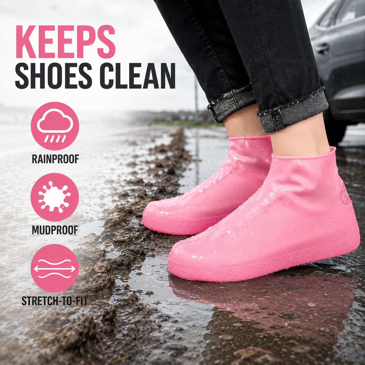 All-Weather Waterproof Silicone Shoe Covers – Anti-Slip, Mudproof & Reusable Protection for Rainy Days