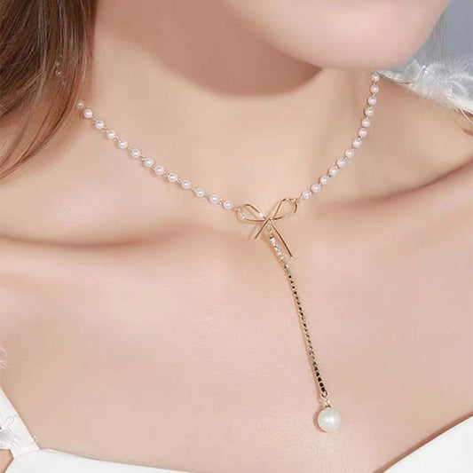 Orianna Ribbon Pearl Necklace