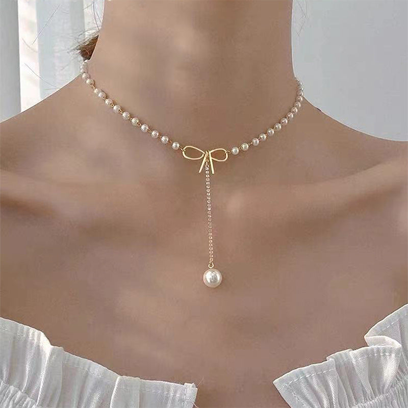 Orianna Ribbon Pearl Necklace