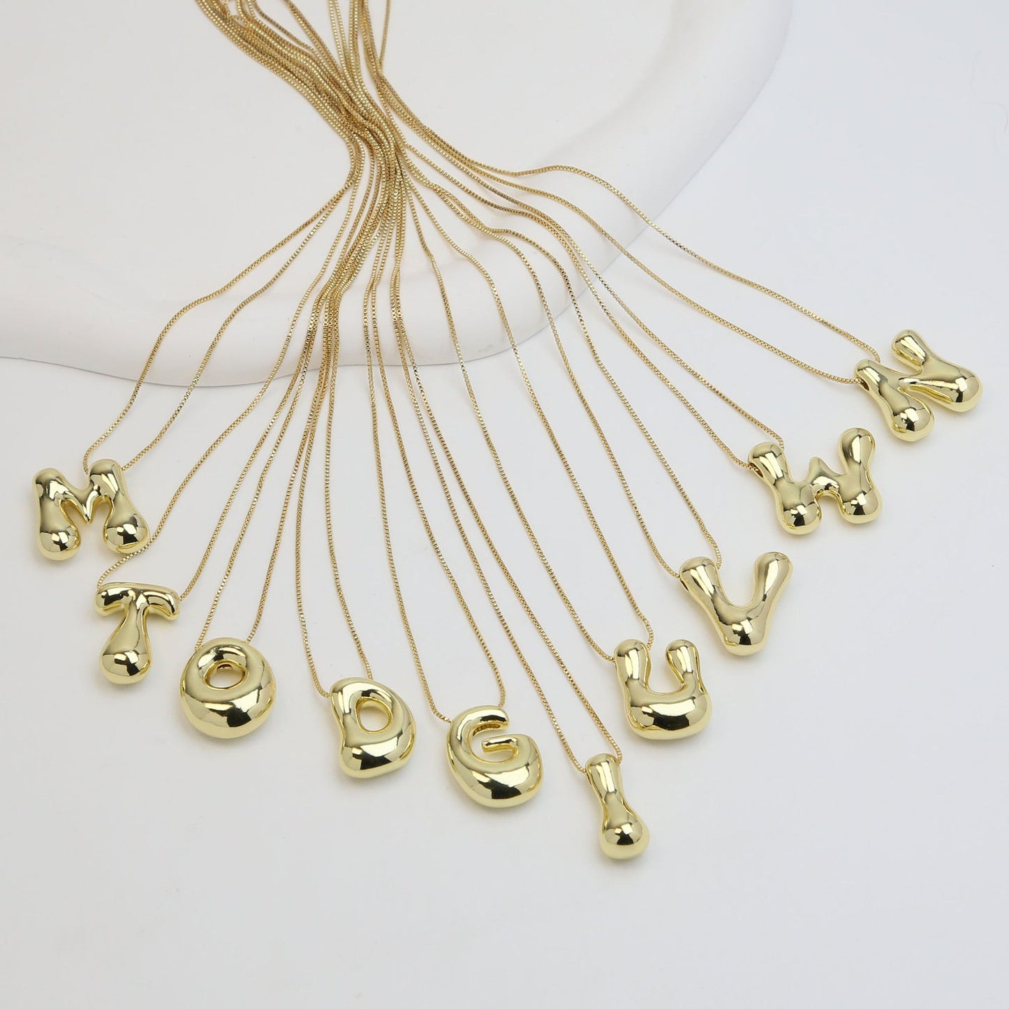 Mini Gold Bubble Initial Necklace