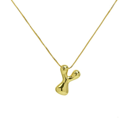Mini Gold Bubble Initial Necklace