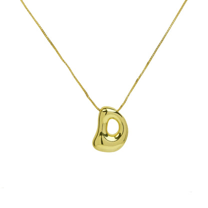 Mini Gold Bubble Initial Necklace