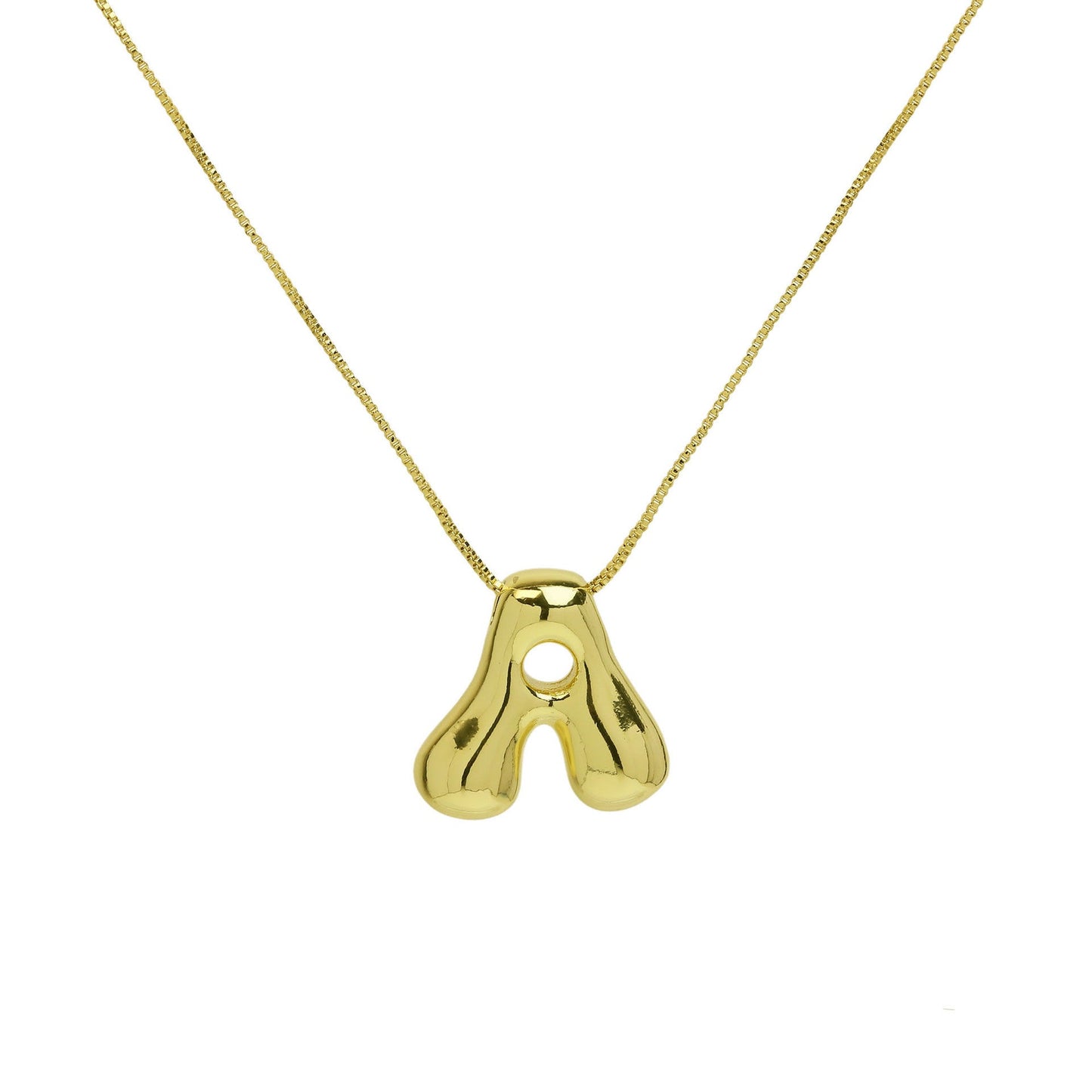 Mini Gold Bubble Initial Necklace