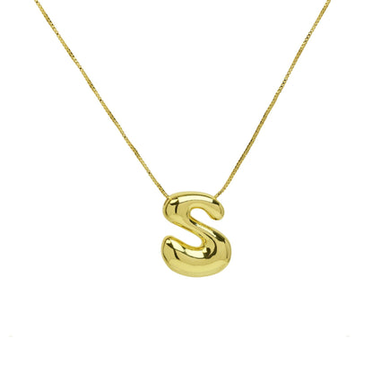 Mini Gold Bubble Initial Necklace