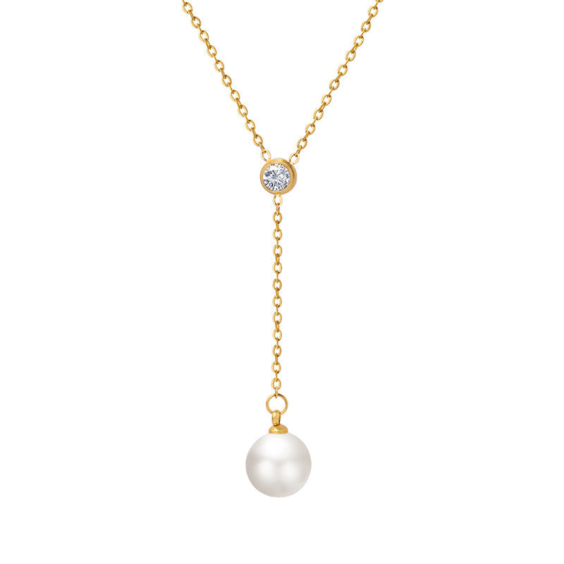 Lila Crystal Pearl Gold Necklace