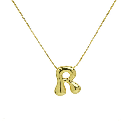 Mini Gold Bubble Initial Necklace