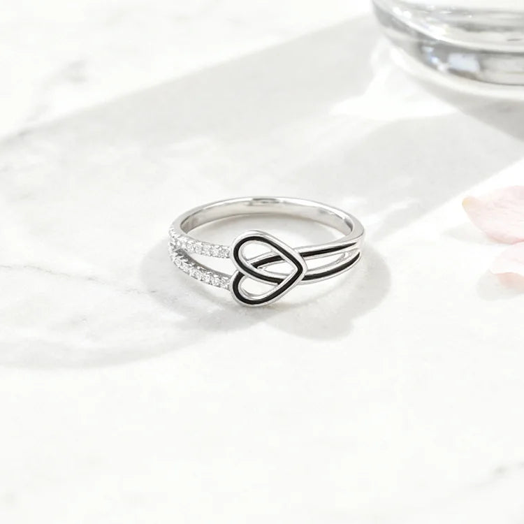 For Memorial - Life & Death Half Black Heart Ring
