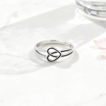 For Memorial - Life & Death Half Black Heart Ring