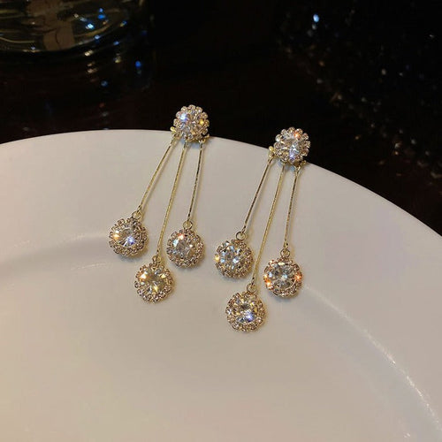 Zirconia Trifecta Gold Plated Earrings