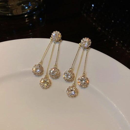 Zirconia Trifecta Gold Plated Earrings