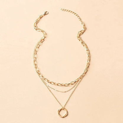 Vintage Layered Chain & Pendant Necklace