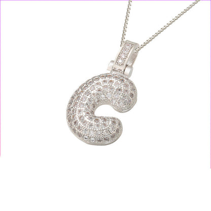 Pave Bubble Initial Necklace