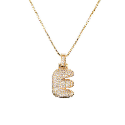 Pave Bubble Initial Necklace