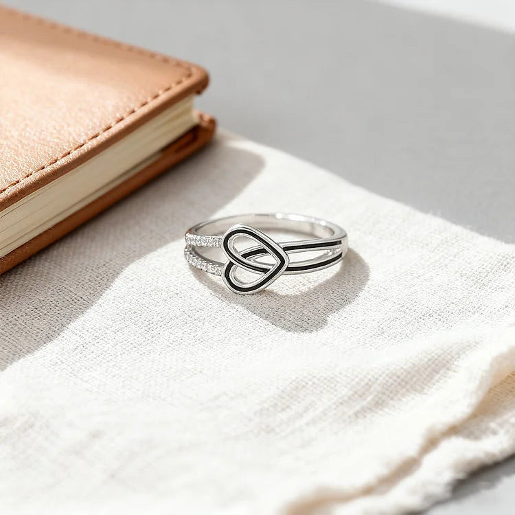 For Memorial - Life & Death Half Black Heart Ring