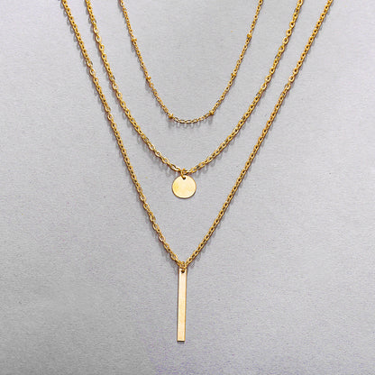Vintage Geo Layered Chain & Pendant Necklace