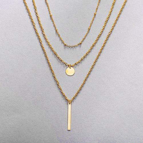 Vintage Geo Layered Chain & Pendant Necklace