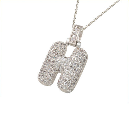 Pave Bubble Initial Necklace