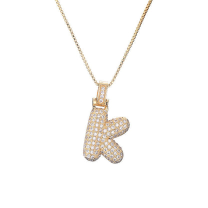 Pave Bubble Initial Necklace