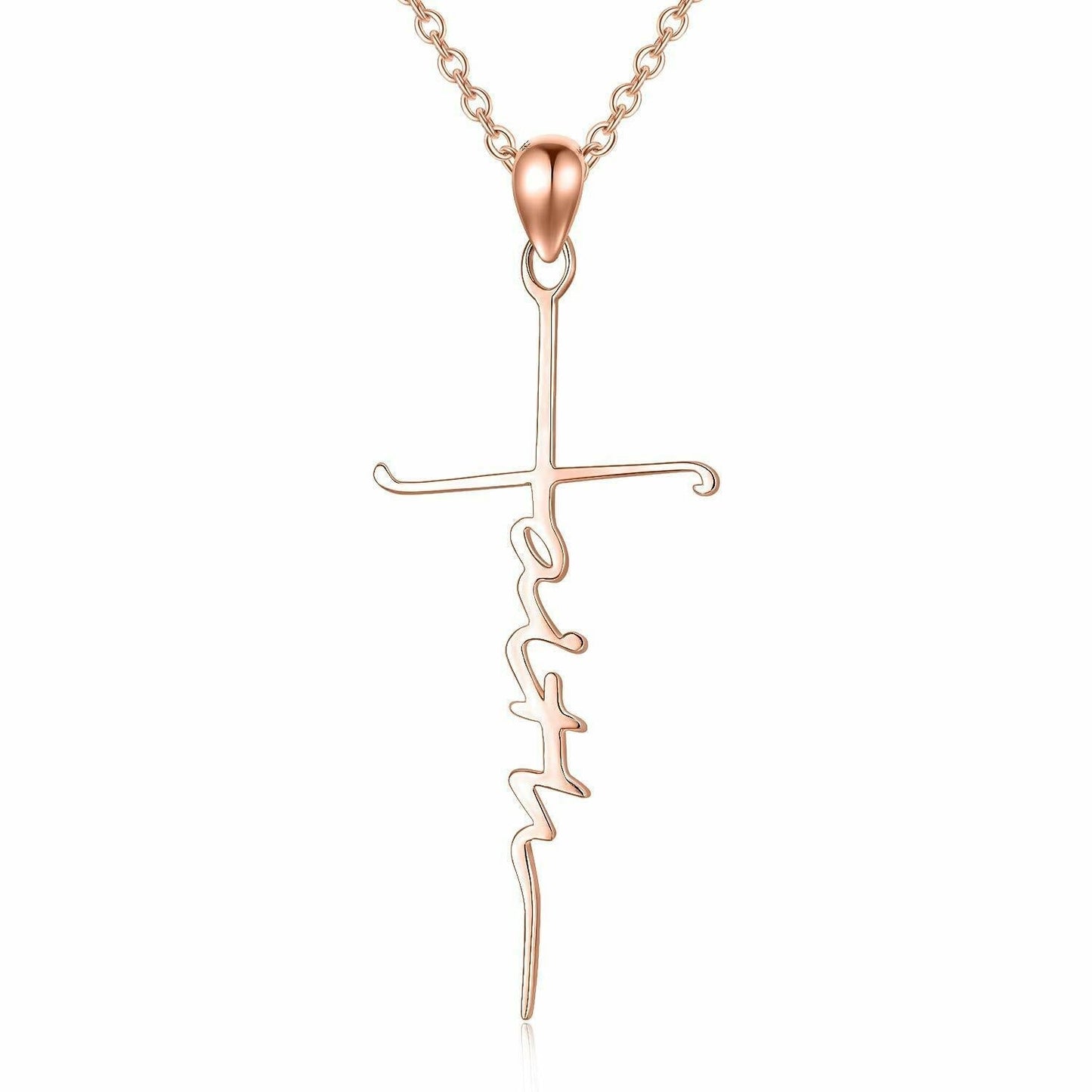 Rose Gold Faith Cross Necklace